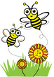 Vektor: Happy spring flower with bee Happy spring flower with bee