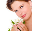 canvas print picture - woman with  jasmin