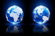 Blue globes on dark background Blue globes on dark background