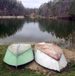 Two boats on a lake coast