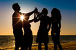 People having party at beach with drinks People having party at beach with drinks