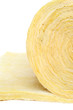 Roll of fiberglass insulation material, isolated on white
