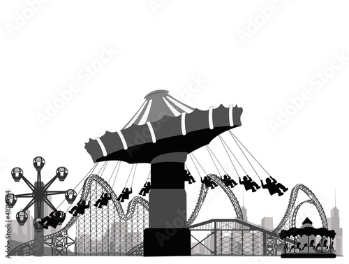Vettoriale: Vector illustration.Roller Coaster Silhouette .Carousel Vector illustration.Roller Coaster Silhouette .Carousel