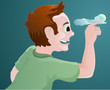 boy pointing to the moon