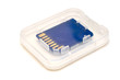 SD memory card in plastic case isolated on white