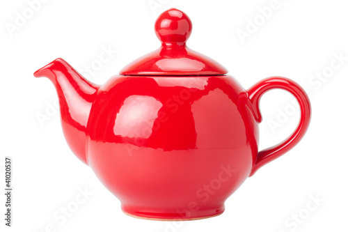 Photo: Red Teapot isolated on white Red Teapot isolated on white