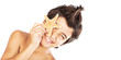 Happy face cute boy with starfish