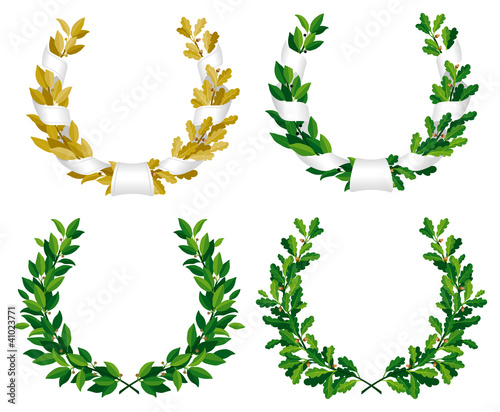 Vettoriale: Laurel and oak wreaths Laurel and oak wreaths