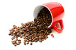 colorful mug with coffee beans colorful mug with coffee beans