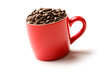 colorful mug with coffee beans colorful mug with coffee beans
