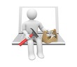 Repairman with notebook
