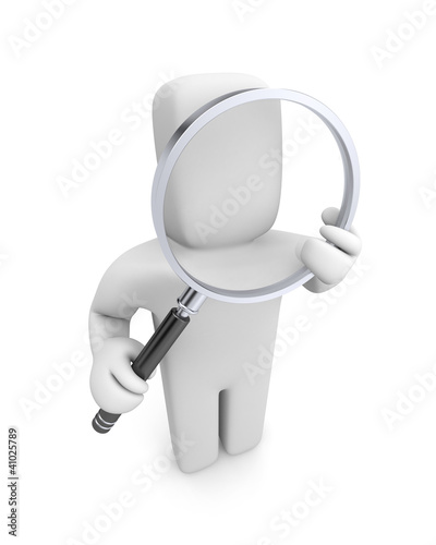 Foto: Person looks through magnify glass Person looks through magnify glass