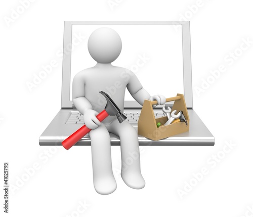Photo: Repairman with notebook Repairman with notebook