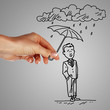 Photo: Man under rain holding umbrella Man under rain holding umbrella