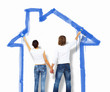 Young couple with paint brushes together