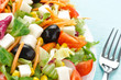 Insalata di verdure e formaggio, close-up