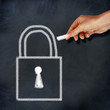 School blackboard and lock symbol