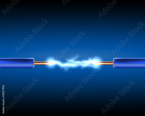 Illustration: Electric cord with electricity sparkls Electric cord with electricity sparkls