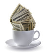 dollars in a cup