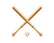 Vector: two basebal bat and ball two basebal bat and ball