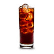 Cola glass with ice cubes over white