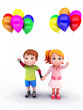 kids standing with balloons