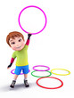 happy kid with playing rings