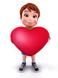 Cute boy with heart shape balloon