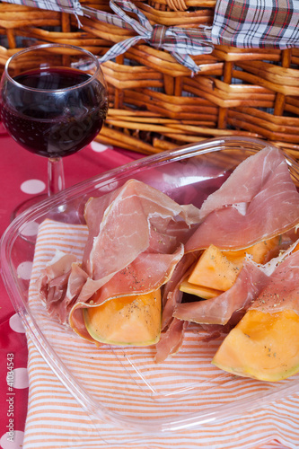 Photo: Cantaloupe melon with italian ham Cantaloupe melon with italian ham