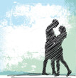 Sketch of dancing couple. Vector illustration