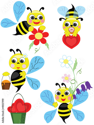 Vector: Bees set, vector. Bees set, vector.