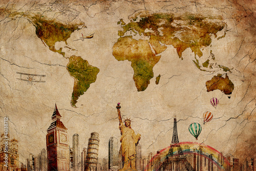 Illustration: European holidays - travelling background European holidays - travelling background