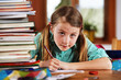 girl doing her homework