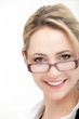 Smiling woman wearing glasses