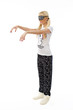 Sleepwalking beautiful blonde girl in pajamas