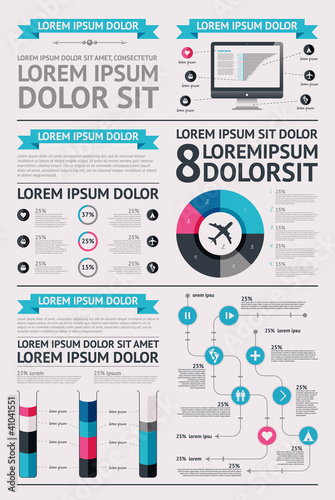 Vector: Elements of Infographics with buttons and menus Elements of Infographics with buttons and menus