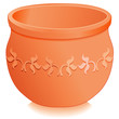 Round Clay Flowerpot Planter, embossed, engraved floral design