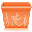 Square Clay Flowerpot Planter, embossed, engraved floral design