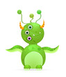 green cute monster with three eyes and horn green cute monster with three eyes and horn