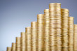 Golden coins in high stacks