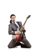 Young guitar player isolated on white Young guitar player isolated on white