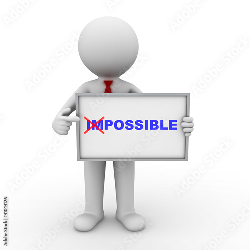 Illustration: Businessman showing the word impossible into possible Businessman showing the word impossible into possible