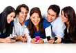 Friends gossiping on a cell phone