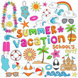 Hawaiian Summer Vacation Doodles Set