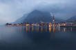Beautiful view of Lecco in Como Lake Italy at dusk