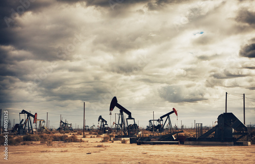 Photo: Oil Field in Desert, Oil Production Oil Field in Desert, Oil Production
