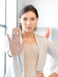 woman making stop gesture