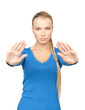 woman making stop gesture woman making stop gesture