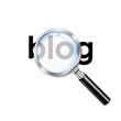 Icono lupa 3D con texto blog