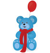Blue Teddy bear with red balloon Blue Teddy bear with red balloon